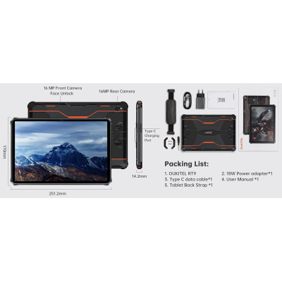 ჯავშანპლანშეტი Oukitel RT9 6+18(24GB)/256GB
