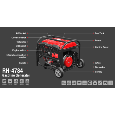 ბენზინის გენერატორი Ronix Rh-4784, 7.5kw