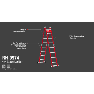 4×4 საფეხურიანი გასაშლელი კიბე RONIX RH-9974